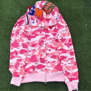 Pink Bathing Ape Camouflage Zip-Up Hoodie